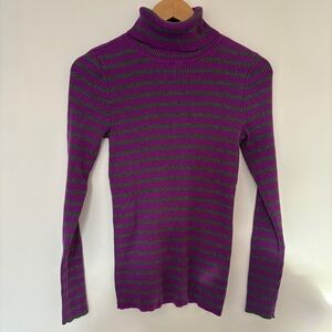 Ralph Lauren Purple and Gray Striped Knit Sweater